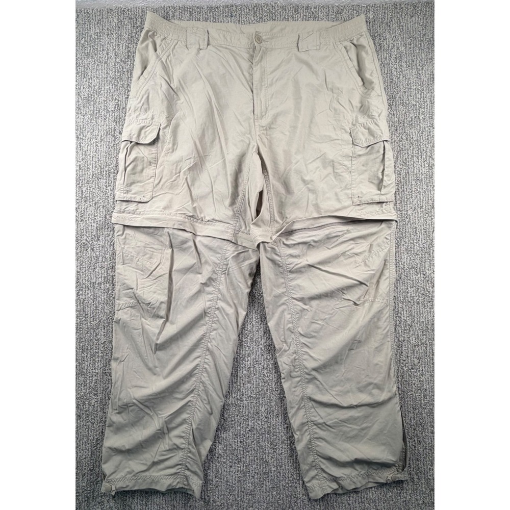 Columbia Convertible Cargo Pants Men XXL 42x32 Tan Titanium Omni-Dry Hiking
